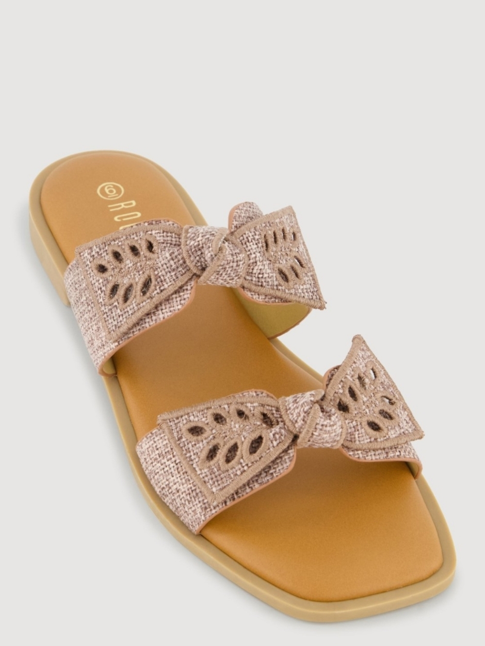 Blush Colored Double Bow Slide Sandals